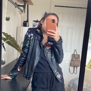 Floral Embroidered BLANK Leather Jacket